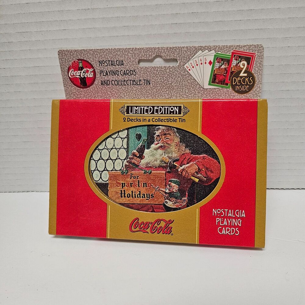 NIB Coca Cola Sealed Playing Cards in Tin, Limited Edition Nostalgia Cards